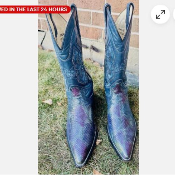 Men's Corral Exotic Python Cowboy Boots Snip Toe Blue Multi Color Sz 10 EE - Picture 3 of 11